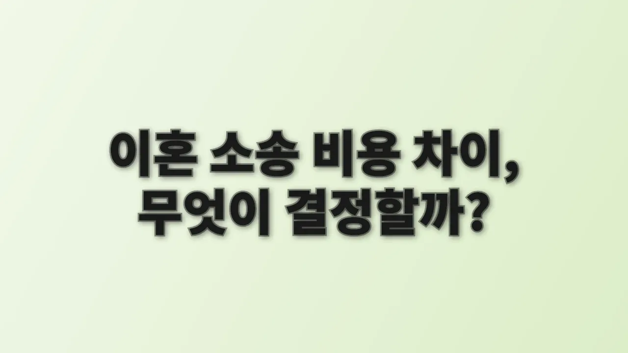 이혼 소송 비용 차이, 무엇이 결정할까?